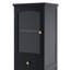Armoire de rangement de 63 po de hauteur avec portes en verre, deux tiroirs et tablettes réglables, panneau de fibres à densité moyenne-9324707
