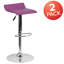 Tabouret de bar contemporain à hauteur réglable en vinyle avec siège ondulé uni et base chromée Murphy-1043312383