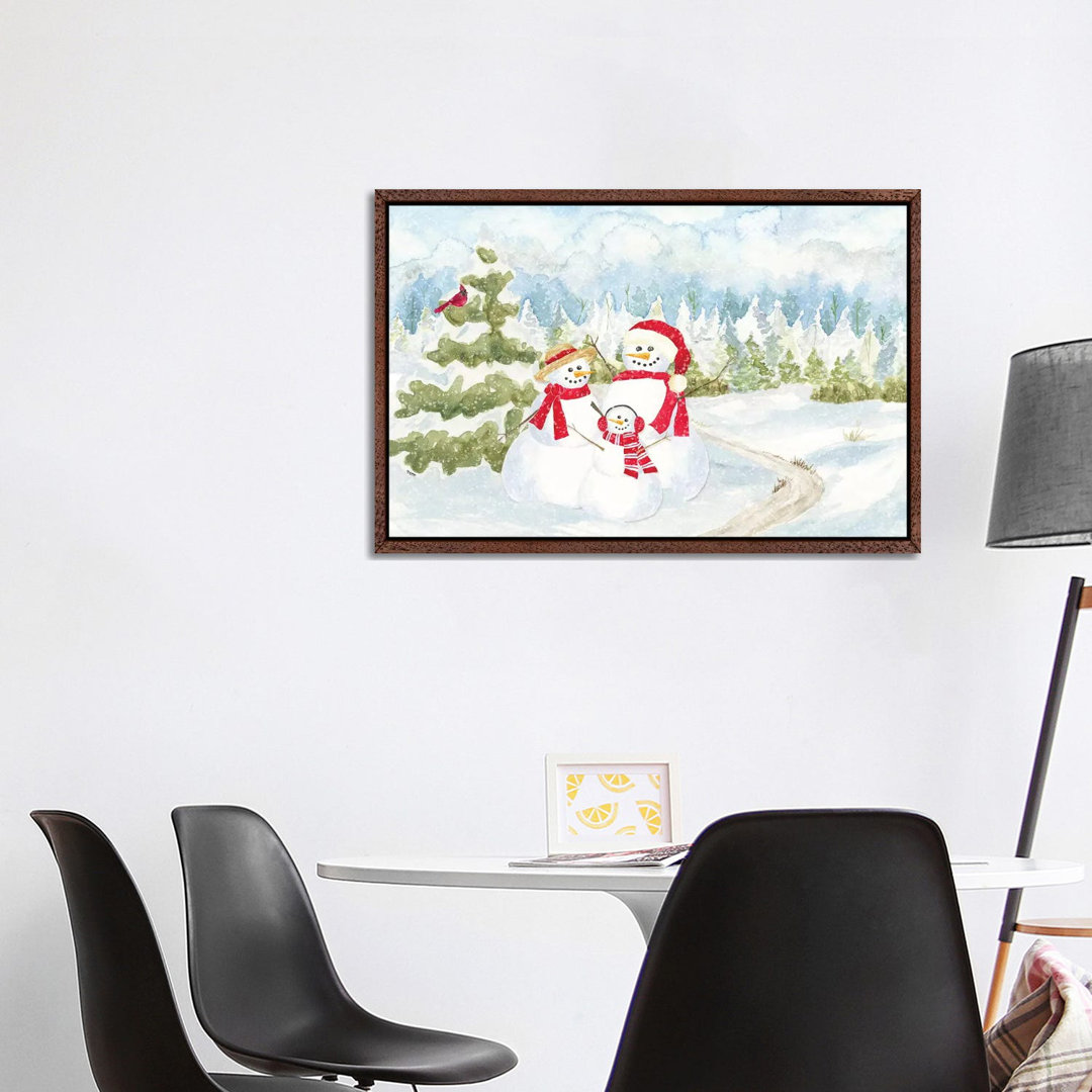 Schneemann-Wunderland - Familienszene von Tara Reed - Galerie-verpackte Leinwand Giclée auf Leinwand