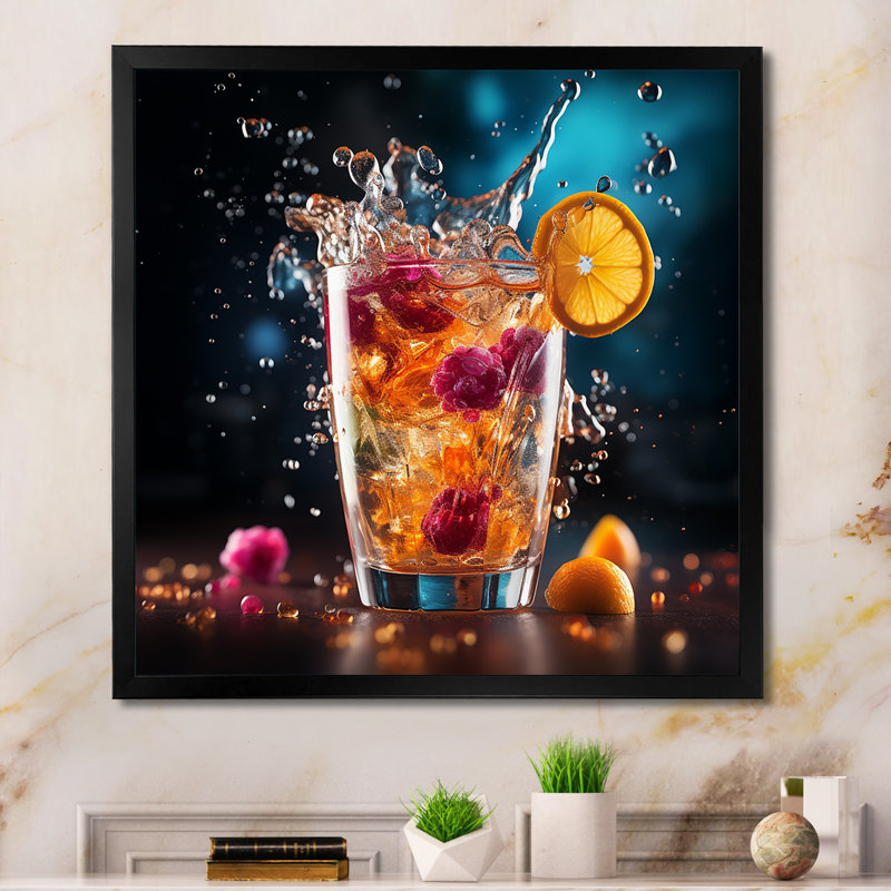 Spiried Beverage I sur impression sur toile, H 16 po x l 16 po x P 1 po, Cadre photo noir