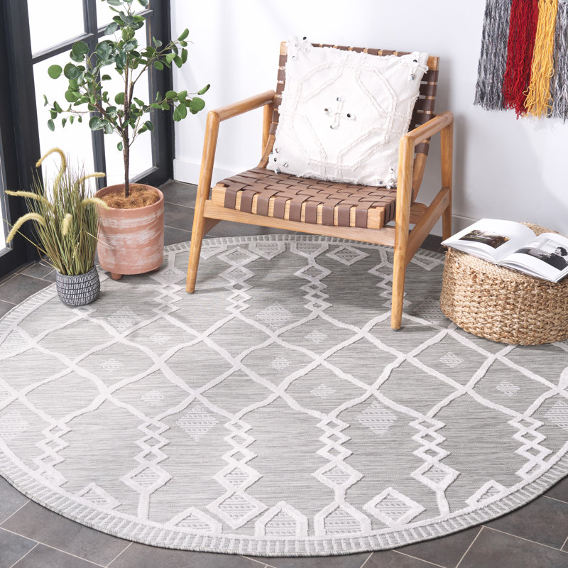 Kenenth Performance Geometric Indoor/Outdoor Area Rug, Round 6'5"
