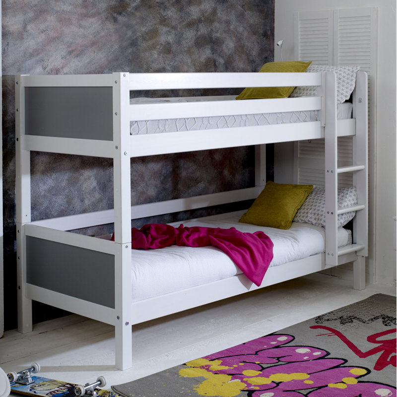 Valorie European Single (90 x 200cm) Standard Bunk Bed, White/Grey