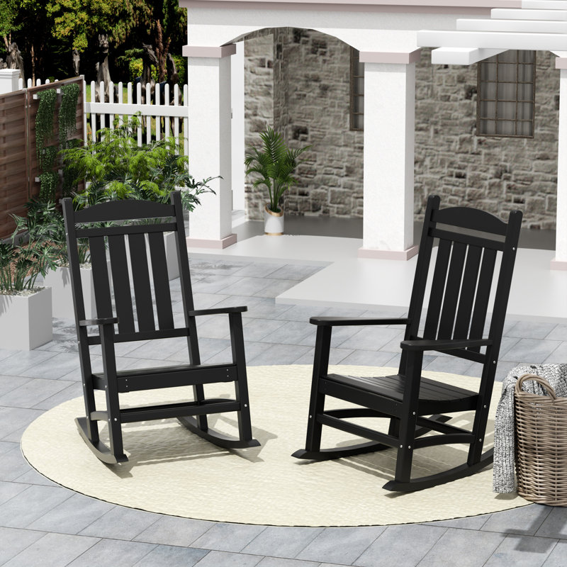 Chaise berçante d'extérieur en plastique Laguna, Noir