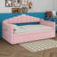 Lit de jour simple rembourré avec couchette escamotable, cadre en velours avec ports USB et 2 poches latérales-968937509
