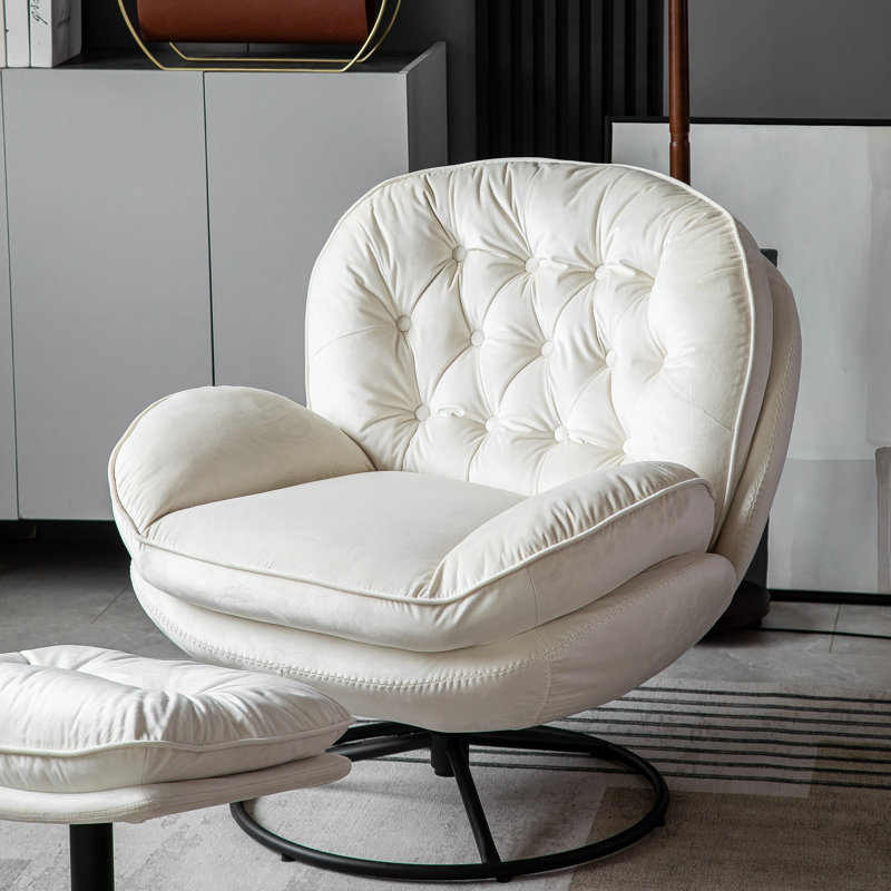 Bonhomme Velvet Swivel With Footstool Lounge Chair