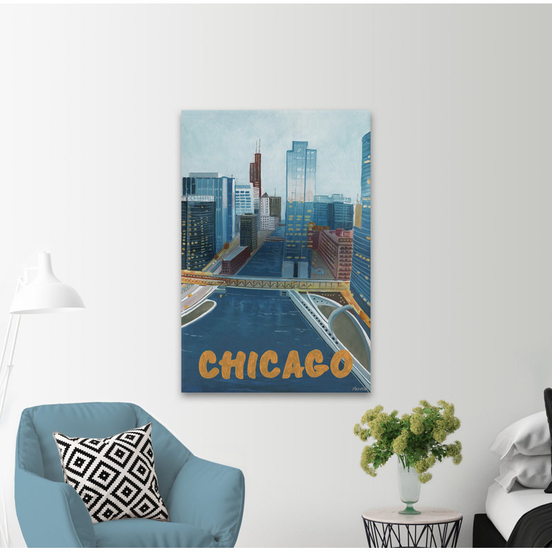 «Chicago Waterway», reproduction d'art sur toile tendue, H 18 po x l 12 po x 1,5 po