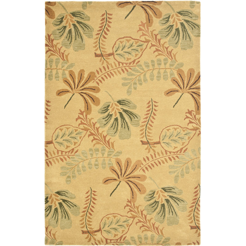 Tapis floral en laine touffeté à la main Arber Jardin, Rectangle 5 pi x 8 pi
