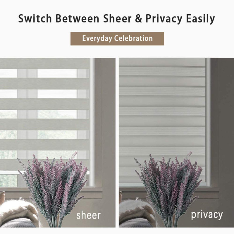Store enroulable semi-transparent sans cordon, L 35 po x L 72 po, Gris argenté