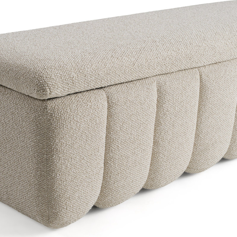 Claverton - Banc en tissu moderne avec rangement, Blanc cassé / blanc