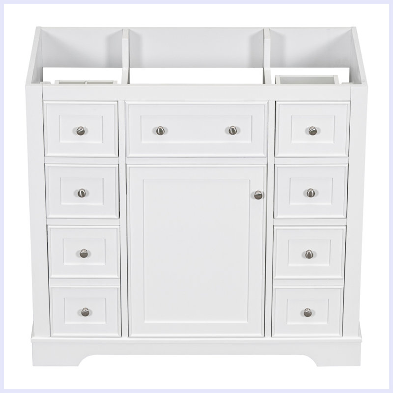 Meuble-lavabo moderne avec armoire et six tiroirs, Blanc