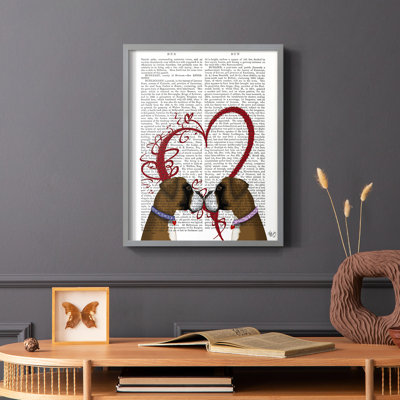 Boxer Love Framed Print - Solid Wood