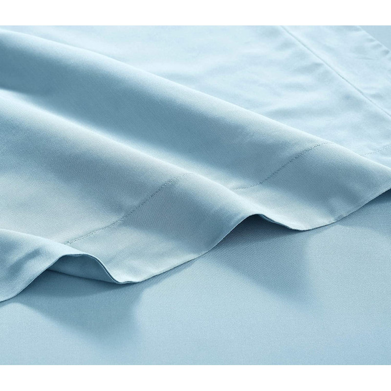 4-Piece Silky Smooth Rayon Cooling Sheet Set, Cal.King Sheet Set + 1 Fitted Sheet + 2 Pillowcase, Spa Blue