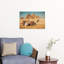 Pyramides de Gizeh et chameaux - Illustration murale abstraite et paisible représentant un paysage contemporain-901732508
