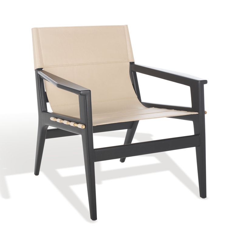 Tesso Leather Armchair, Black, White Genuine Leather