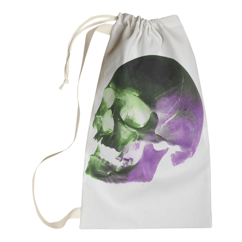 Sac à linge Skull, Petit (H 64 po x l 20 po x P 1,5 po), Vert / Mauve
