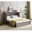 Lit gris avec rangement fonctionnel, matelas confortable et espace de charge, gris, compartiment de rangement avec poche