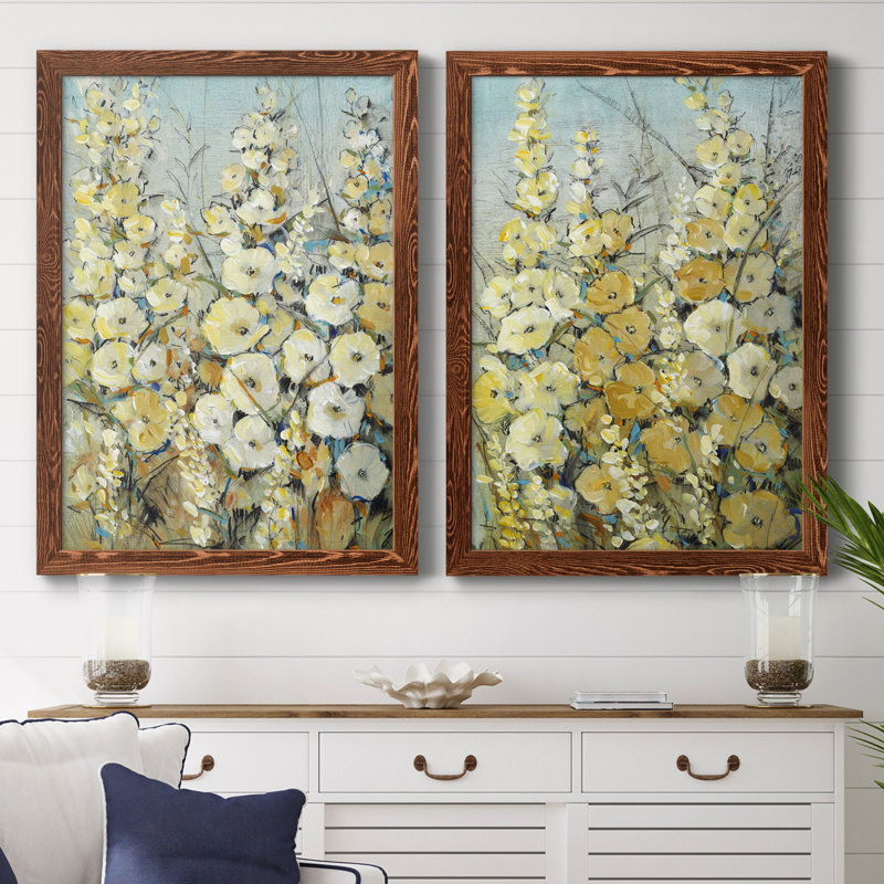 Cluster of Hollyhock I, toile encadrée de qualité supérieure - prête à être accrochée, H 43,5 po x l 31,5 po x P 1 po