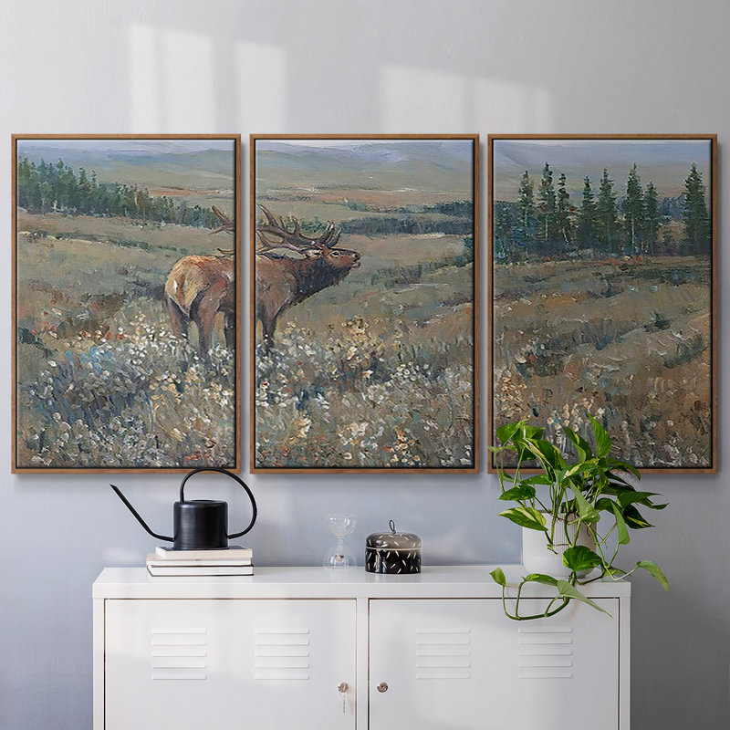 Faune de l'Ouest I 3 pièces, Noyer, H 40 po x l 78 po x P 2 po