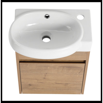 Meuble-lavabo à fermeture en douceur avec lavabo, 16 pouces pour petite salle de bain