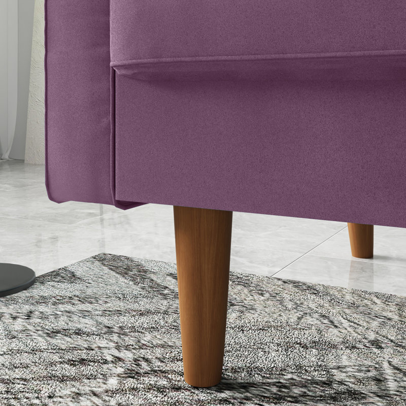 Ensemble de salon en velours à accoudoirs carrés Mirei, Aubergine