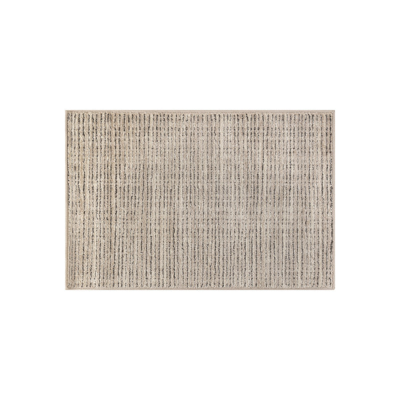 Tapis rayé beige texturé à rayures, Rectangulaire 2 pi x 3 pi