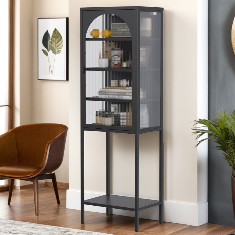 5-Tier Cube Bookshelf Storage Cabinet with 3 Adjustable Shelves, Black
