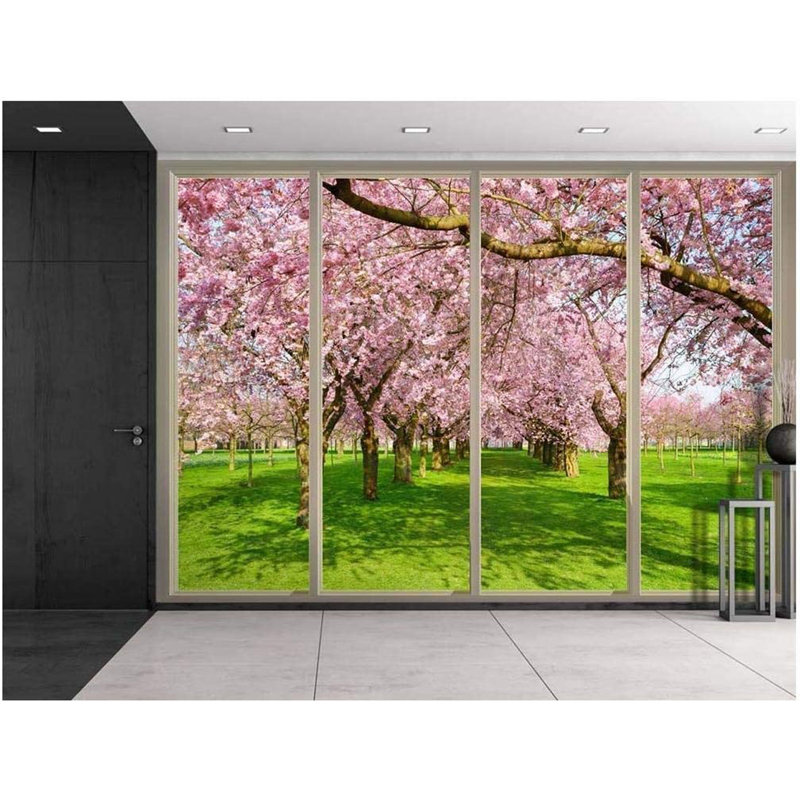 Murale à peindre Rows of Pink Cherry Blossom, L 100 po x l 144 po