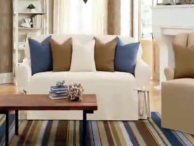 Cotton Duck T-sofa Slipcovers Blue - Sure Fit : Target