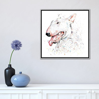 Bull terrier blanc par Edwatercolours-impression