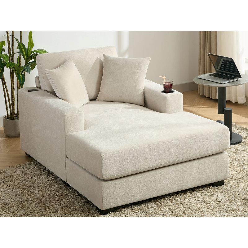 Chaise longue rembourrée Elneda, Crème