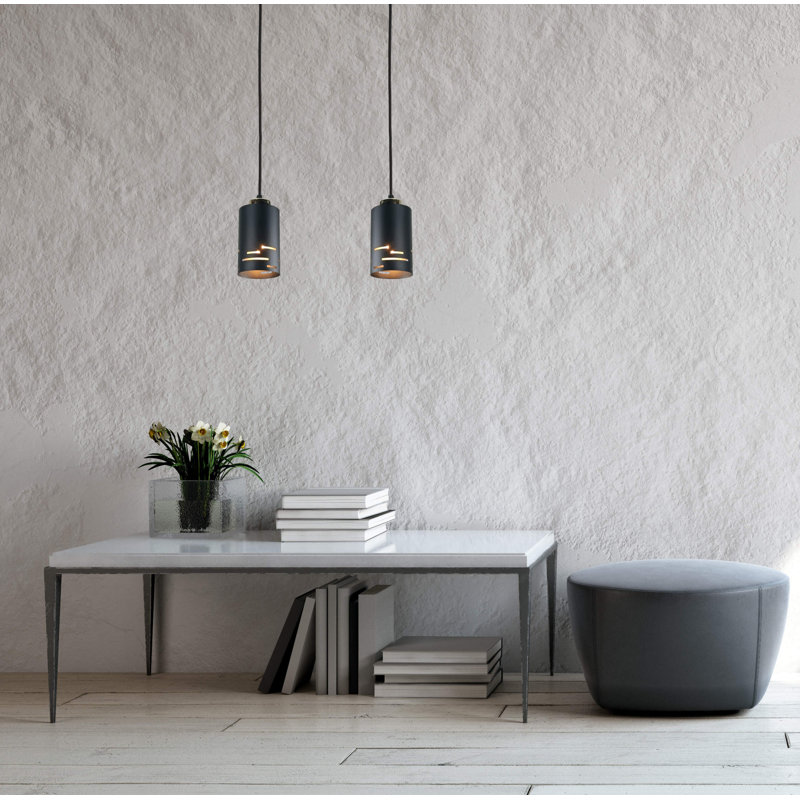 - Light Pendant, Black/Gold, 2 Lights