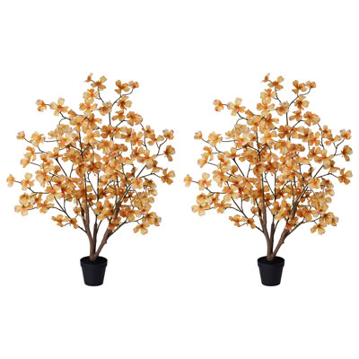 Cornouiller artificiel en pot réaliste, plante florale en soie résistante aux rayons UV avec une base de sable noir lourd pour le décor intérieur et extérieur de plancher / de table (ensemble d'options disponibles)