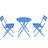 3 Pieces Patio Bistro Balcony Metail Chair Table Set-Blue-110362108