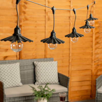 Black Pleated Scallop LED 6 X Battery Operated Out 319cm LED Battery Powered 6 - Bulb Standard String Light