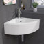 13 po x 13 po x 5 po Lavabo de salle de bain d'angle mural en céramique dans un récipient blanc suspendu avec trop-plein