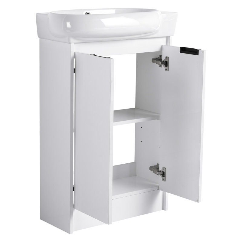 Meuble-lavabo de salle de bain moderne avec rangement en bas 23 po - pratique, Glossy White