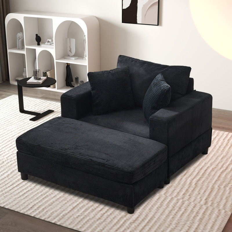 Chaise longue avec repose-pieds de rangement amovible, Noir