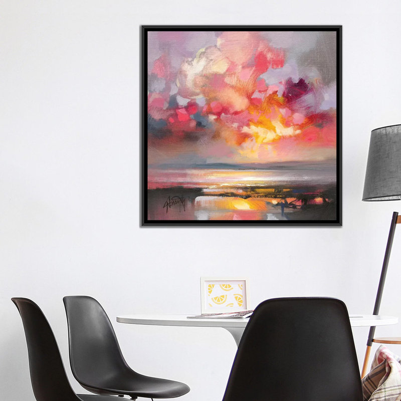« rose cumulus study i », impression sur toile, H 18 po x l 18 po x P 1,5 po, Toile avec cadre noir, Pas de tapis