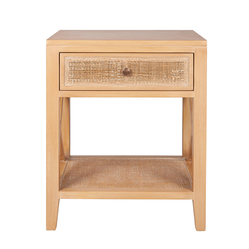 Table de chevet 1 tiroir Cane, Brun