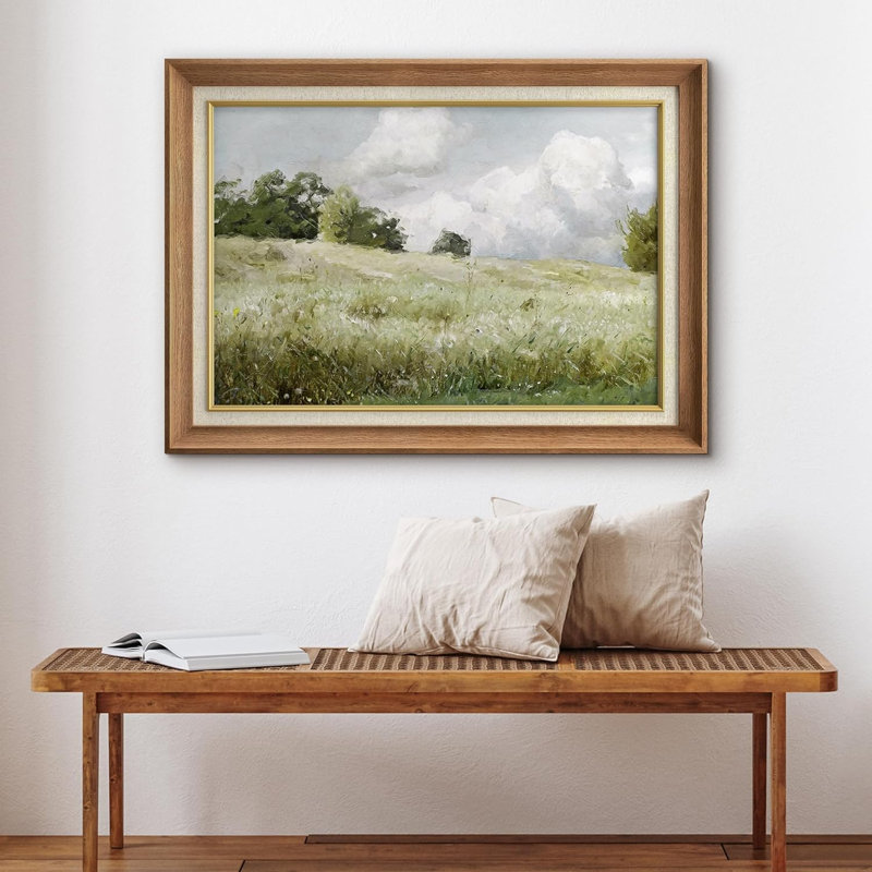 Green Meadow Under Stormy Clouds Nature Wilderness, reproduction d'art sur papier, Pas de tapis, Encadré naturel
