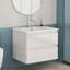 Ensemble de meuble-lavabo 24 po avec lavabo, armoire avec 2 grands tiroirs, système de fermeture en douceur, 2 grands tiroirs, conception sans poignée, assemblage facile, blanc brillant