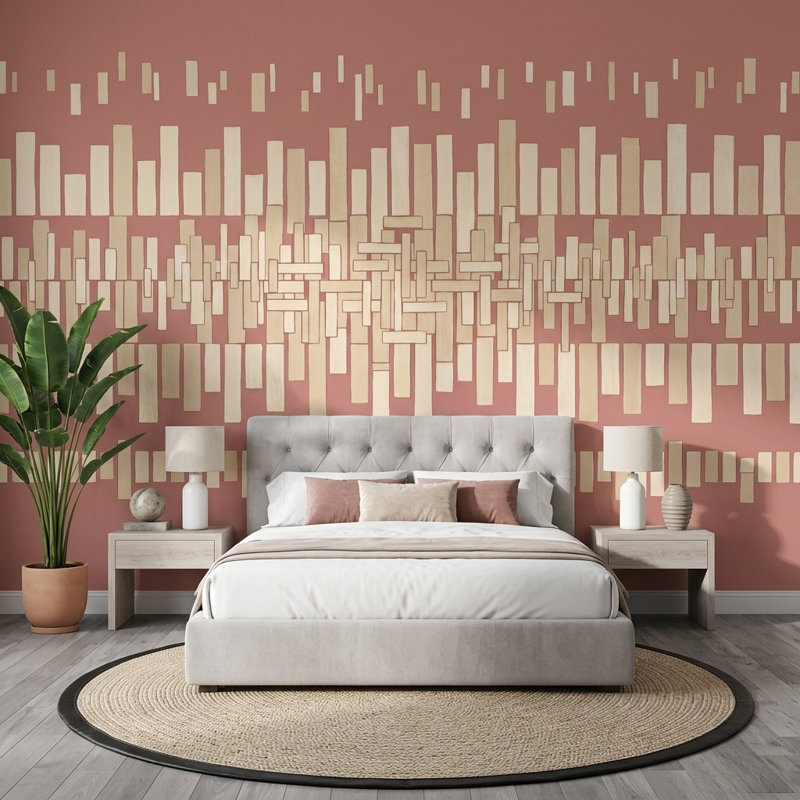 Papier peint moderne Mid Century, Texturé non collé, 100 po x 96 po