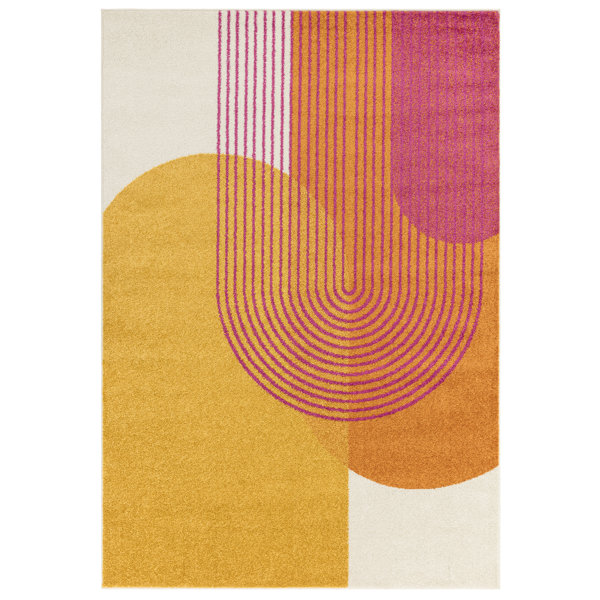 Ivy Bronx Muse Orange Retro Area Rug & Reviews | Wayfair.co.uk