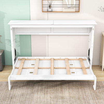 Lit escamotable en bois avec lattes à clous, conception pliable peu encombrante