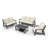 HIPS 3 Seater Sofa With Cushion, Wood Grain Outdoor Garden Sofa-2138578298
