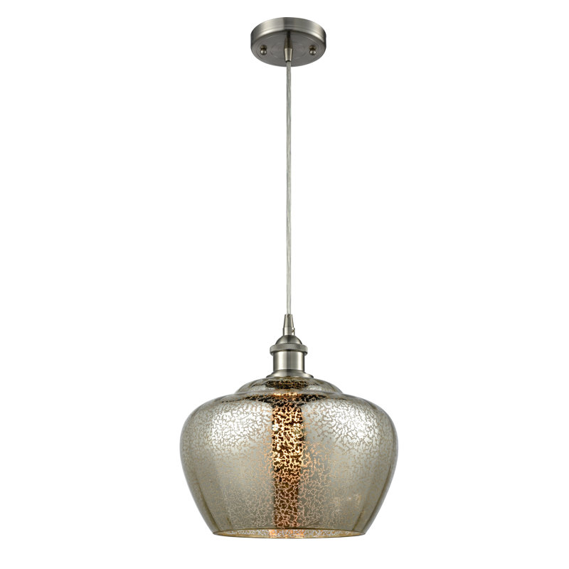 Mini-luminaire suspendu 1 lumière à cordon 11 po Ballston Fenton, Ampoule non incluse, Mercure, Nickel satiné brossé