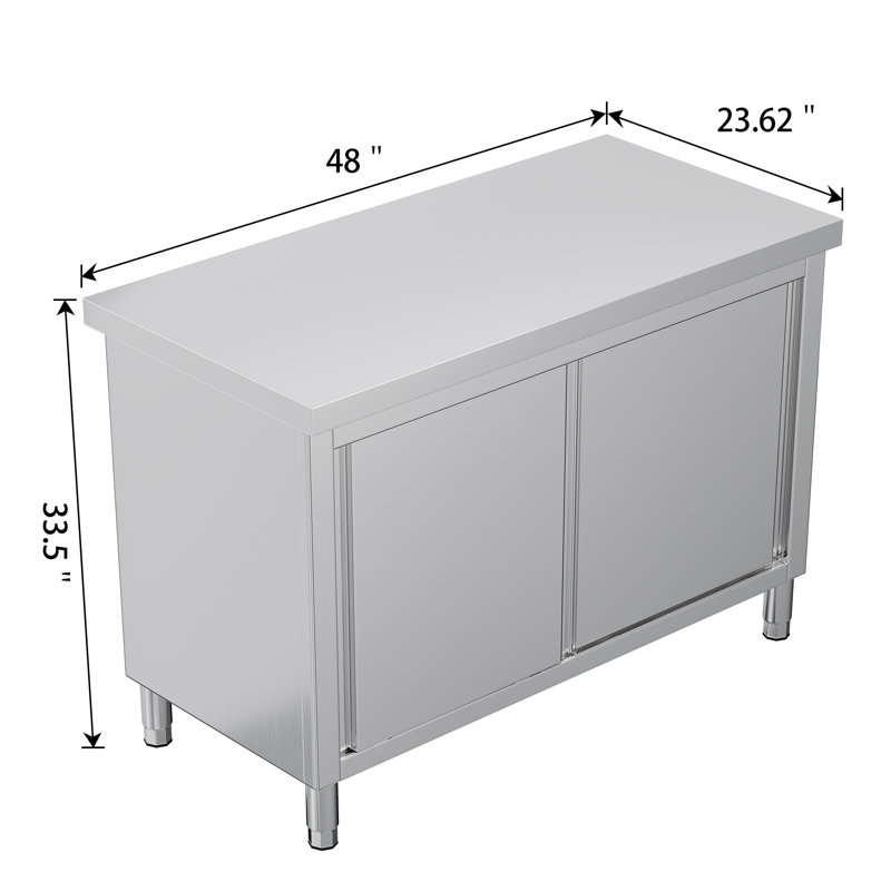 CWG001- Stainless Steel Work Cabinet - Double Layer -48 inches - Original Color of Stainless Steel