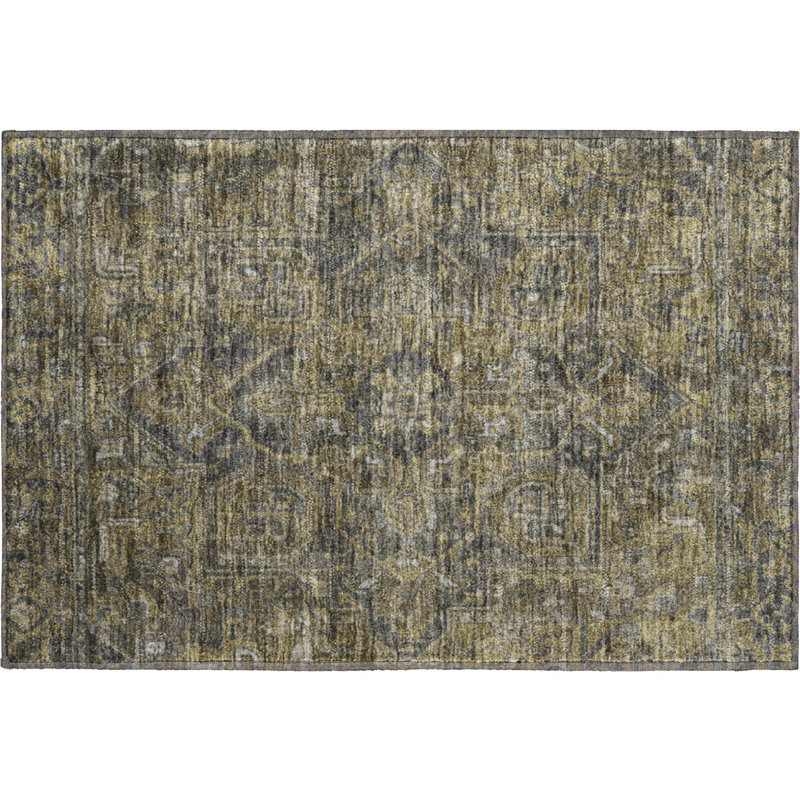 Premium Machine Washable Cerrito AMF571 Chocolate Rug, Rectangle 1'8" x 2'6"