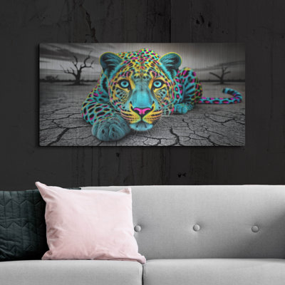  «Neon Leopard» par Rey Klimt, art mural en métal