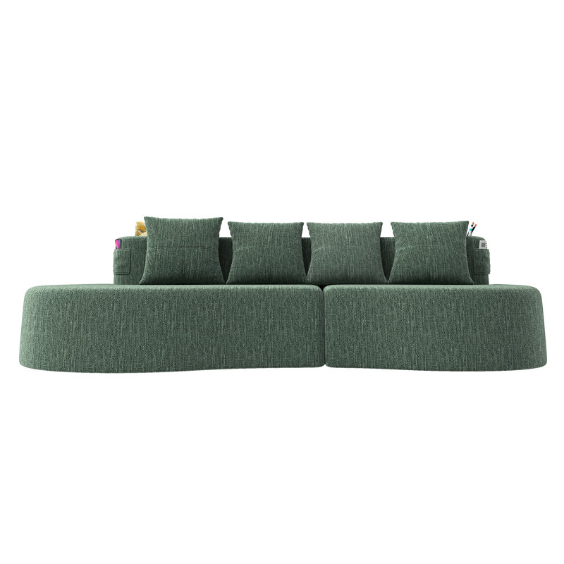 Canapé d'angle incurvé 3 places, tissu chenille, mousse à mémoire de forme, idéal pour le confort au bureau et les moments de convivialité. Revêtement en chenille, mousse haute résilience, aucun montage requis. Décoration cosy.